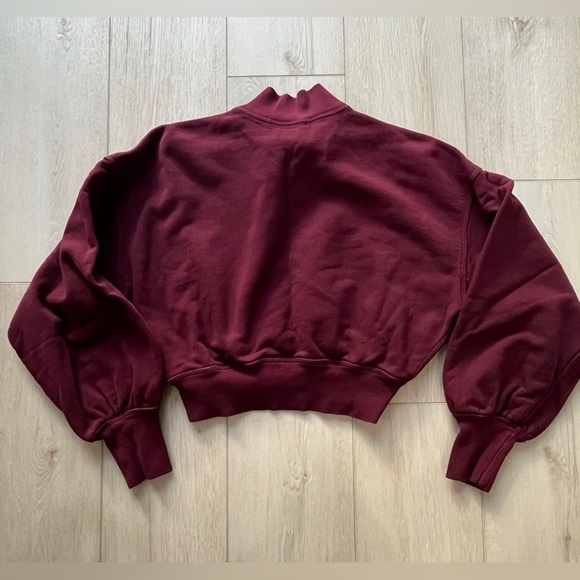 Spiritual Gangster Tops - Spiritual Gangster Burgundy mock neck slight cropped sweatshirt maroon